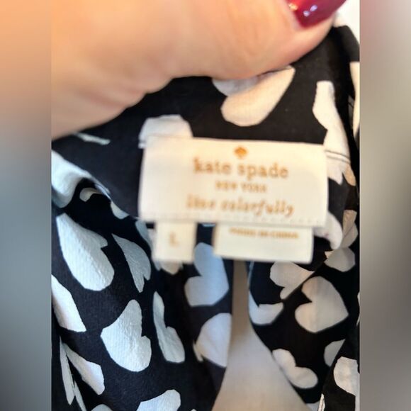 Kate Spade Women's New York Dancing Hearts Button Down Blouse Size Large EUC - Picture 6 of 6